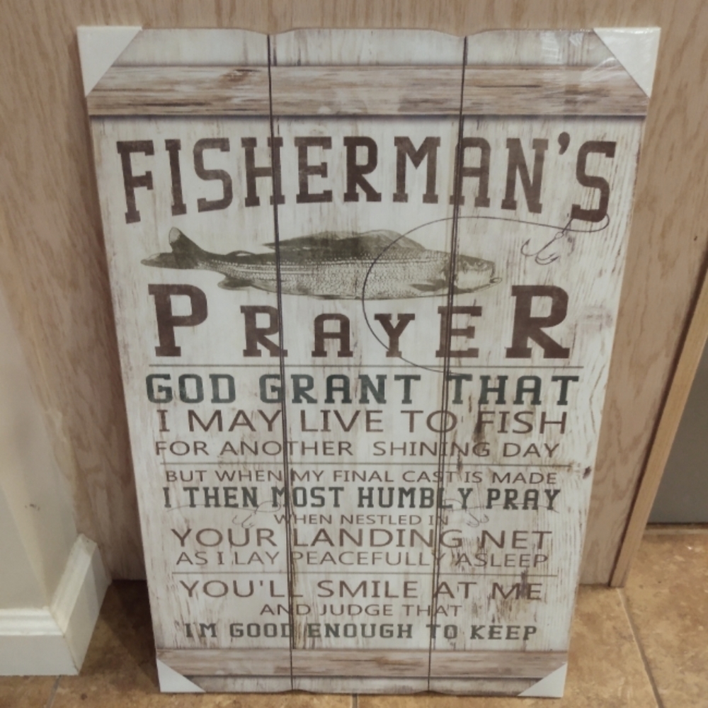 Lodge decor- fisherman wall hanging
